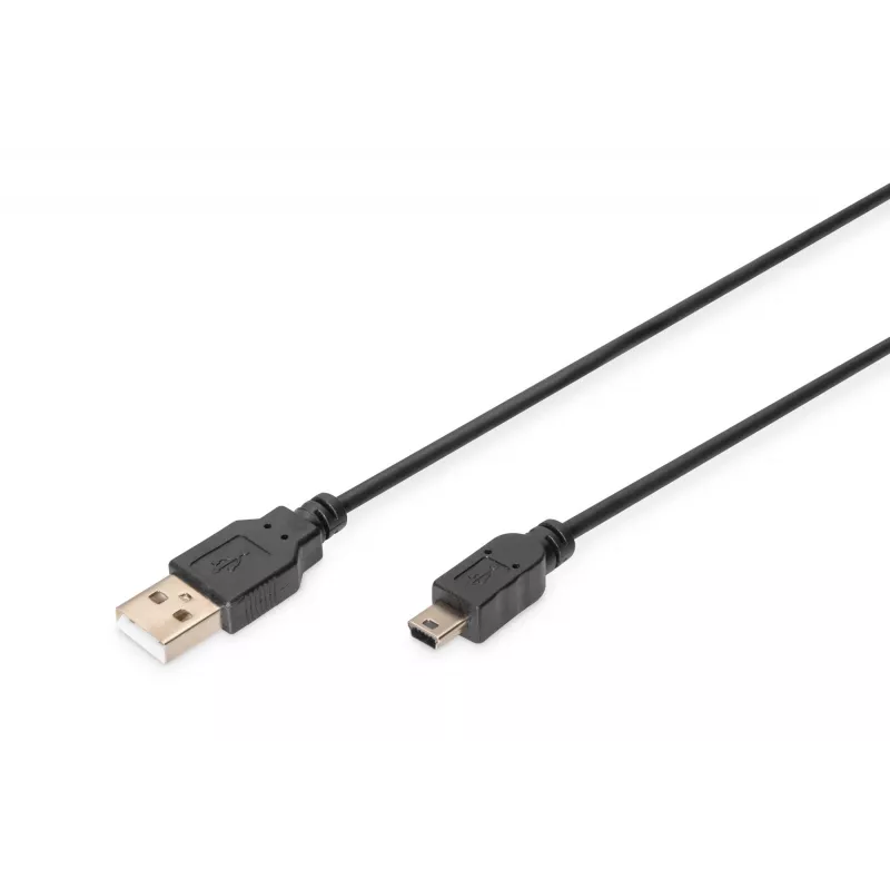 Assmann/Digitus USB 2.0 JUNGTIES KABELIS A-B USB 2.0 jungties kabelis, 480 Mbit/s, USB A - USB mini B, kištukas/kištukas, 1,8 m, juodas (AK-300130-018-S)