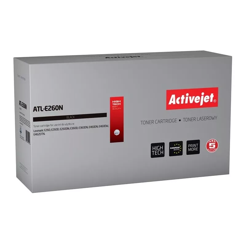 Tonerio kasetė ActiveJet, skirta Lexmark E260/E260A11E, juoda — 3500 puslapių, suderinama, vienetinė pakuotė