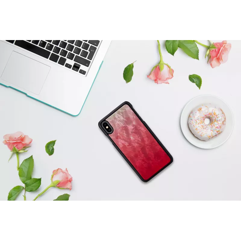 Išmaniojo telefono dėklas iKins, skirtas iPhone XS Max — rožinis ežeras su juodais akcentais