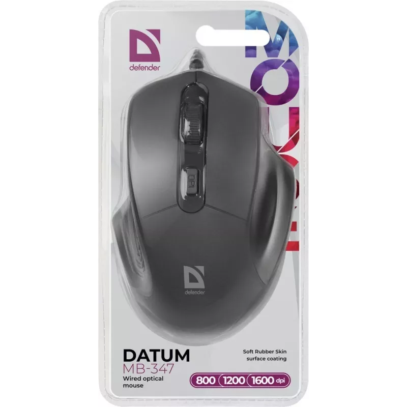 Defender DATUM MB-347 optinė pelė juoda 1600 dpi 4 vnt.