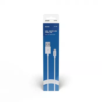 USB laidas SAVIO CL-124 USB 2.0, USB A į Mikro-USB B, 2 m, baltas