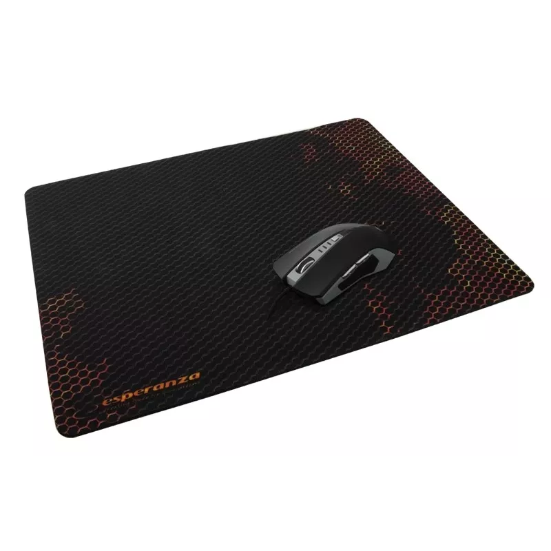 pelė pad ESPERANZA EA146R — guminis žaidimų kilimėlis 440×354×4 mm, neslystanti bazė, juoda/raudona