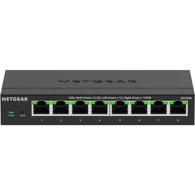 NETGEAR MS308E Nevaldomas 2.5G Ethernet (100/1000/2500) Juodas