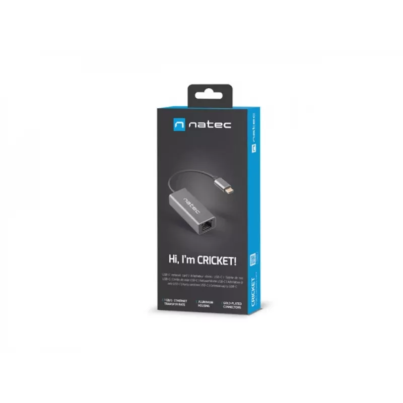 NATEC Cricket USB 3.2 Gen 1 Type-C pilkas eterneto šakotuvas 1000 Mbit/s