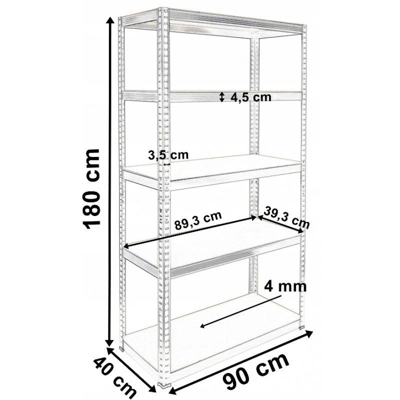 Sodo įrankių laikymo lentyna top e shop SHELF G9040 — Laisvai pastatomas stelažas, cinkuotas plienas ir MDF, 900×400×1800 mm, 875 kg talpa