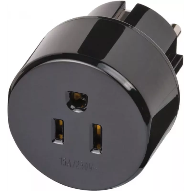 Keliautojų adapteris JAV, Japonijai / įžemintas kištukas, lizdo adapteris, juodas