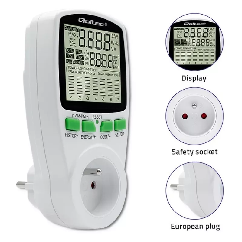 Energijos matuoklis QOLTEC PM0627 3680W su istorija — QOLTEC PM0627 3680W