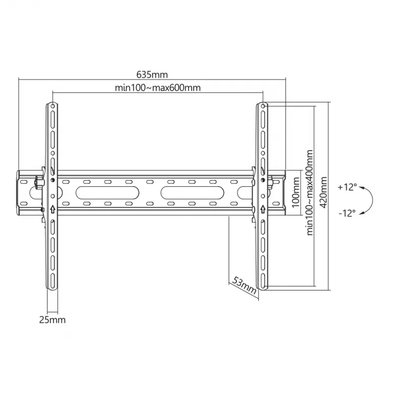 Montavimo laikiklis SBOX PLB-2546T-2 37–80 colių ekranams, 45 kg talpa, 600×400 mm VESA
