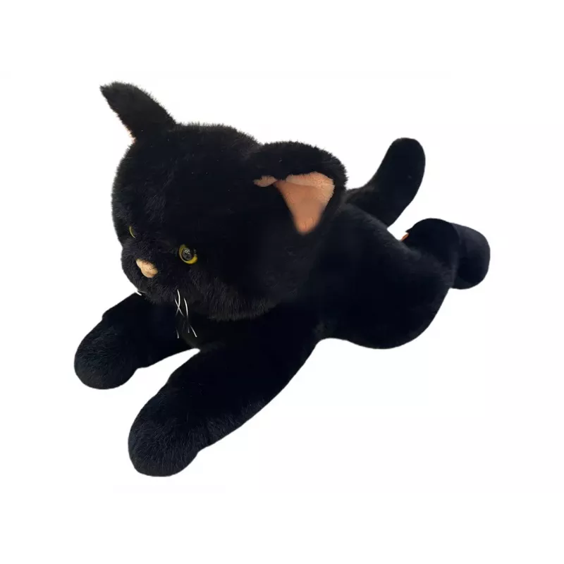 Plush toy cat Madej 55 cm — lying down pose, Juoda