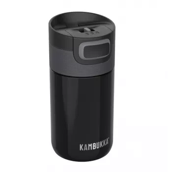 Termo puodelis Kambukka Etna 300 ml Pitch Juoda — izoliuotas kelioninis puodelis, nerūdijantis plienas, nepralaidus, 300 ml