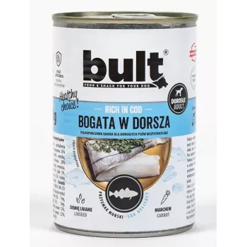 Šlapias šunų maistas BULT Rich in cod 800 g pakuotė — visavertis suaugusių šunų šlapias ėdalas, 800 g