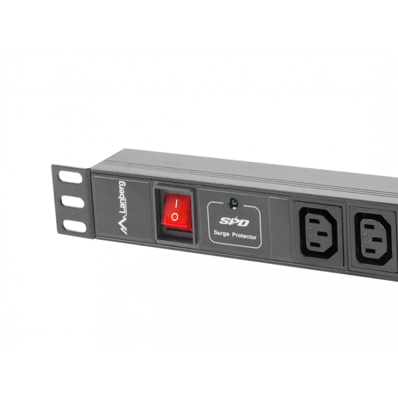 Lanberg PDU-08I-0200-C20-BK maitinimo skirstymo įrenginys (PDU) 1U juodas 8 kintamosios srovės išėjimai (PDU-08I-0200-C20-BK)