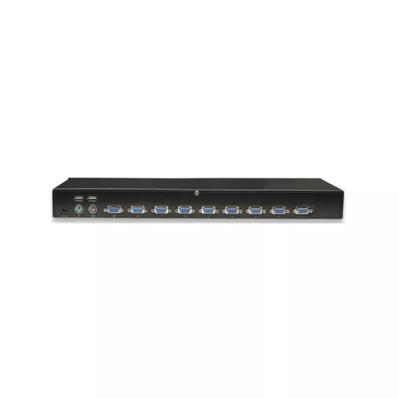 INDELLINET 8 prievadų montuojamas ant stovo KVM komutatorius, Combo USB + PS/2, ekrano rodymas, laidai komplekte (Euro kištukas 2 kontaktai)