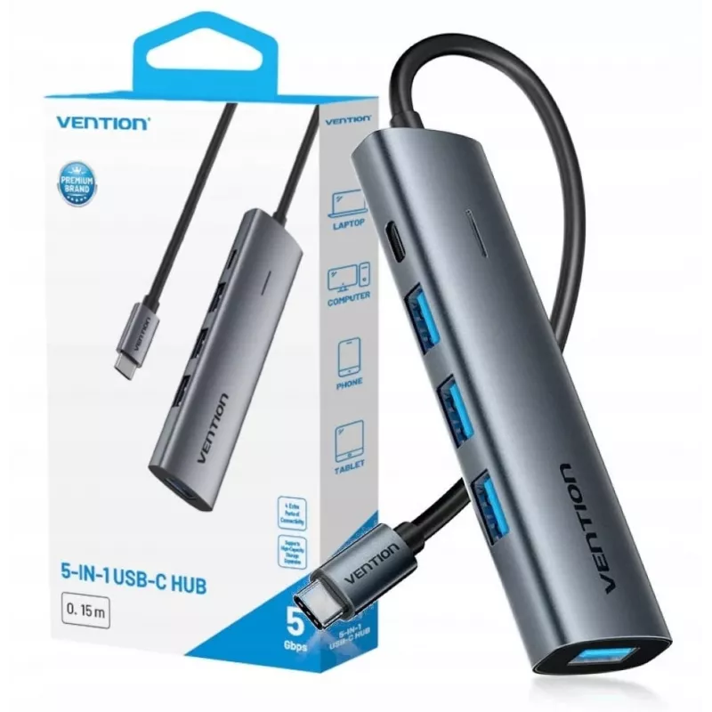 Hub 5v1 USB-C 3.0 Vention 0.15m