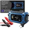 Išmanusis 12V 15A QOLTEC įkroviklis su mikroprocesoriumi ir LCD — AGM, GEL, SLA, EFB, LiFePO4 akumuliatoriams