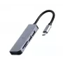 Nešiojamojo kompiuterio dokas Gembird UHB-CM-CRU3P1U2P2-01 — USB 3.2 Gen 1 Type-A, MicroSD/SD/SDHC/SDXC iki 128 GB, sidabrinis