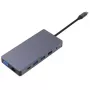 Adapteris USB Type-C - 2x HDMI, VGA, LAN, 3x USB Type-A, SD, TF, USB Type-C PD100W, Aux
