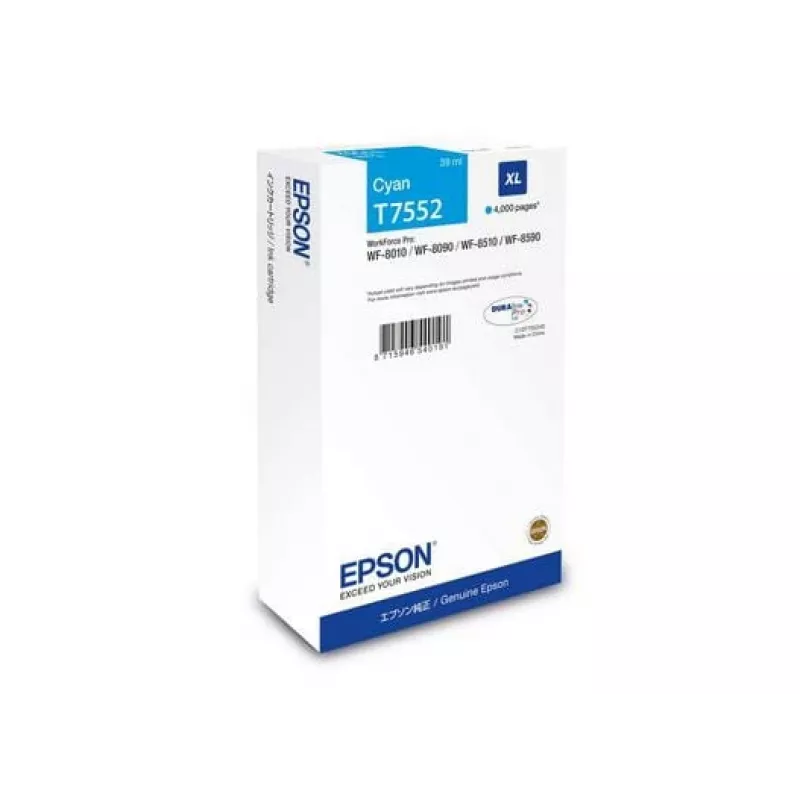 Rašalo kasetė Epson C13T75524N (Originali, XL didelio našumo) Žydra, skirta WF-8XXX serijai