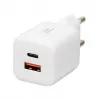 USB įkroviklis IBOX ILUC42W 42W (maks. 33W), 1×USB-C PD3.0, 1×USB-A QC3.0, 100–240V, baltas