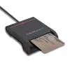 ID kortelių skaitytuvas QOLTEC Smart chip ID card scanner — USB, juodas, 84,5×65×16 mm, 63 g