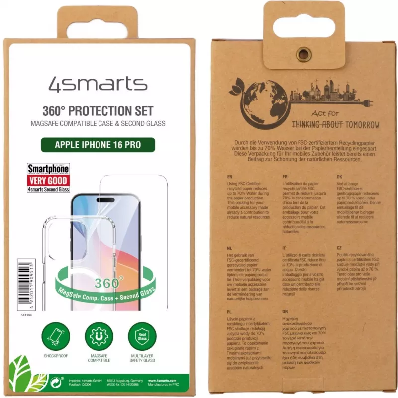 Dėklas 4smarts iPhone 16 Pro 16 cm (6,3 colio) permatomas