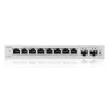 Valdomas L2 gigabito komutatorius Zyxel GS1200-10v3 — 8x Gigabit (10/100/1000), 20 Gbps, MAC 4000, stalinis, pilkas