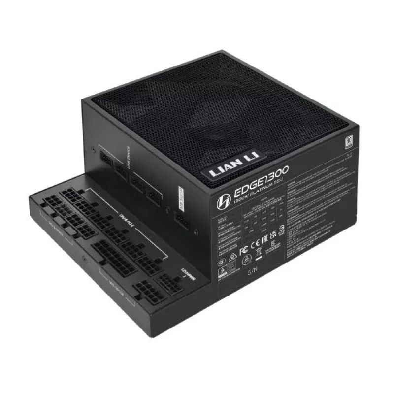 Lian Li EDGE EG1300 1300 W maitinimo blokas, 80 PLUS Platinum, ATX 3.1, PCIe 5.1, juodas
