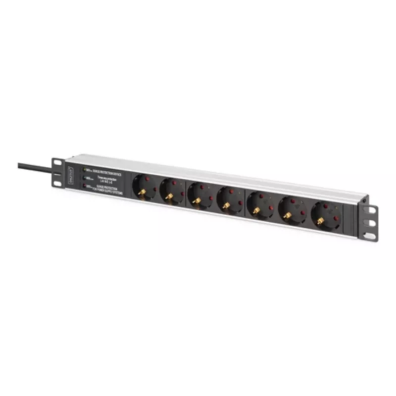 Digitus DN-95441 maitinimo skirstytuvas PDU 7 kintamosios srovės lizdai 1U juoda sidabrinė