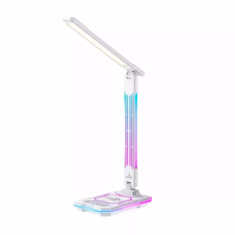 Stalinė lempa Hawk HW-LAMP04 balta LED reguliuojama, balta apdaila, reguliuojama galvutė ir rankena