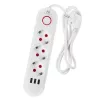 Maitinimo šakotuvas MACLEAN MCE394W — 3 lizdai, 3×USB 2,1A, 110–240V AC, 2500W, 1,5 m laidas, baltas