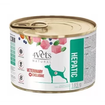 Šlapias šunų maistas 4vets Natural Hepatic 185 g — kalakutiena, senjorams, palaiko kepenų funkciją