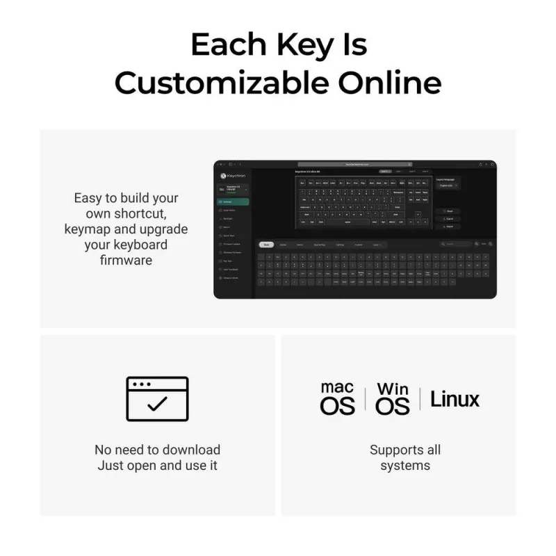 Mechaninė klaviatūra Keychron V3 Ultra 8K — laidinė ir Bluetooth, QWERTY išdėstymas, RGB LED, juoda