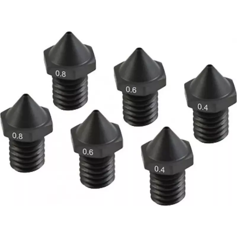 Grūdinti 3D spausdintuvo purkštukai Flashforge C3P rinkinys 0,4 mm / 0,6 mm / 0,8 mm