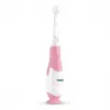 Elektrinis dantų šepetėlis vaikams neno Denti Pink — vibruojantis, minkšti šereliai, AAA baterija, 2 min. laikmatis