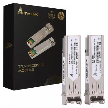Extralink SFP modulis SFP 1.25G 2 vnt. pakuotė, 1.25 Gbps, LC/UPC, 850 nm, 550 m, daugiamodis, DOM, skirtas HP/Aruba