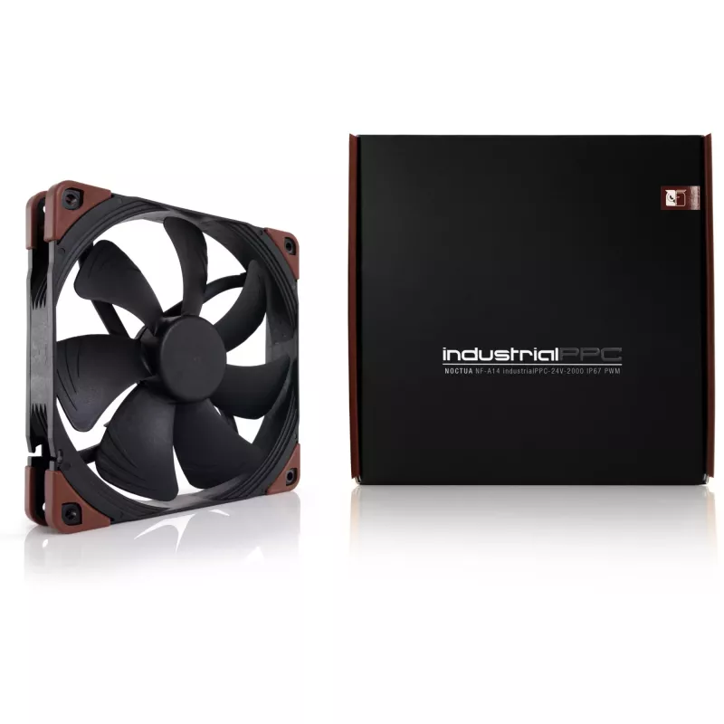 Noctua NF-A14 INDUSTRIALPPC-2000 PWM ventiliatorius, 140x25 mm, 12V, PWM, 500–2000 RPM, 182.5 m³/h, IP52, SSO guolis