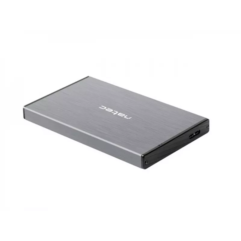 Išorinio HDD/SSD korpusas NATEC Rhino GO — 2,5 colio SATA, 9,5 mm, USB 3.0, aliuminis, pilkas, iki 4 TB