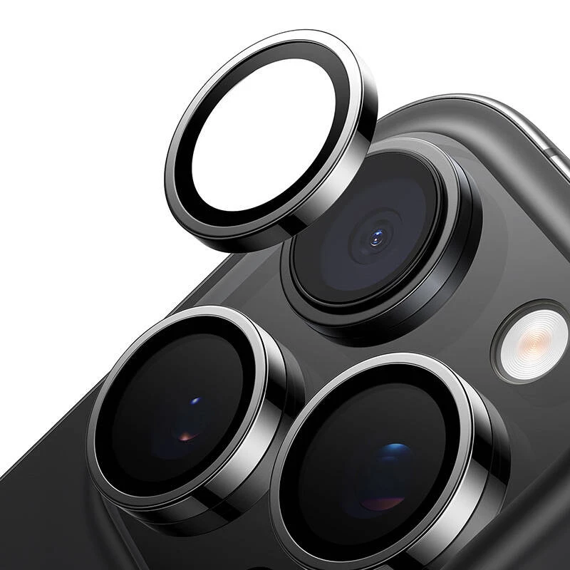Kameros stiklo apsauga Torras, skirta iPhone 16 Pro Max — Lensguard, juoda