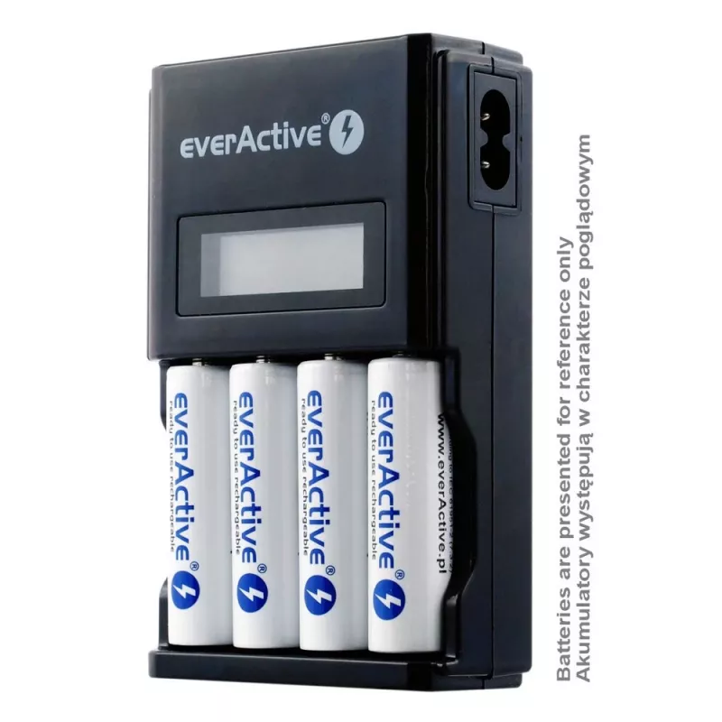 Baterijų įkroviklis everActive NC450B — 4 celių AAA įkroviklis, 110/230V kintamoji srovė, juodas