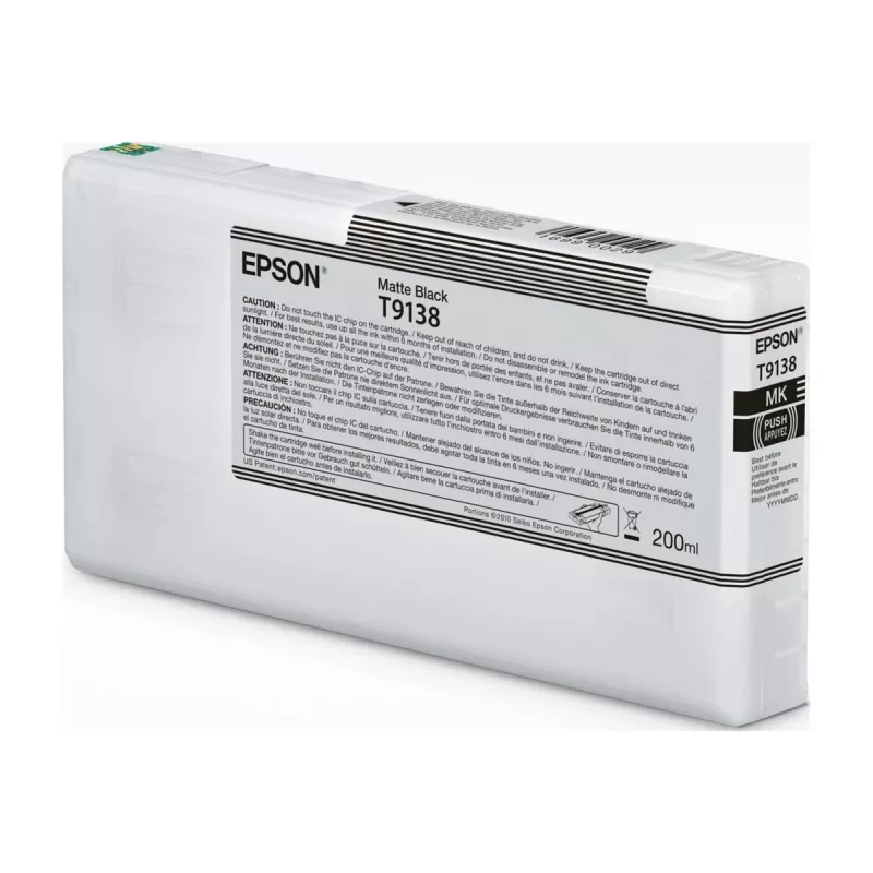 Rašalo kasetė Epson T9138 matinė juoda 200 ml – matinės juodos spalvos rašalo kasetė