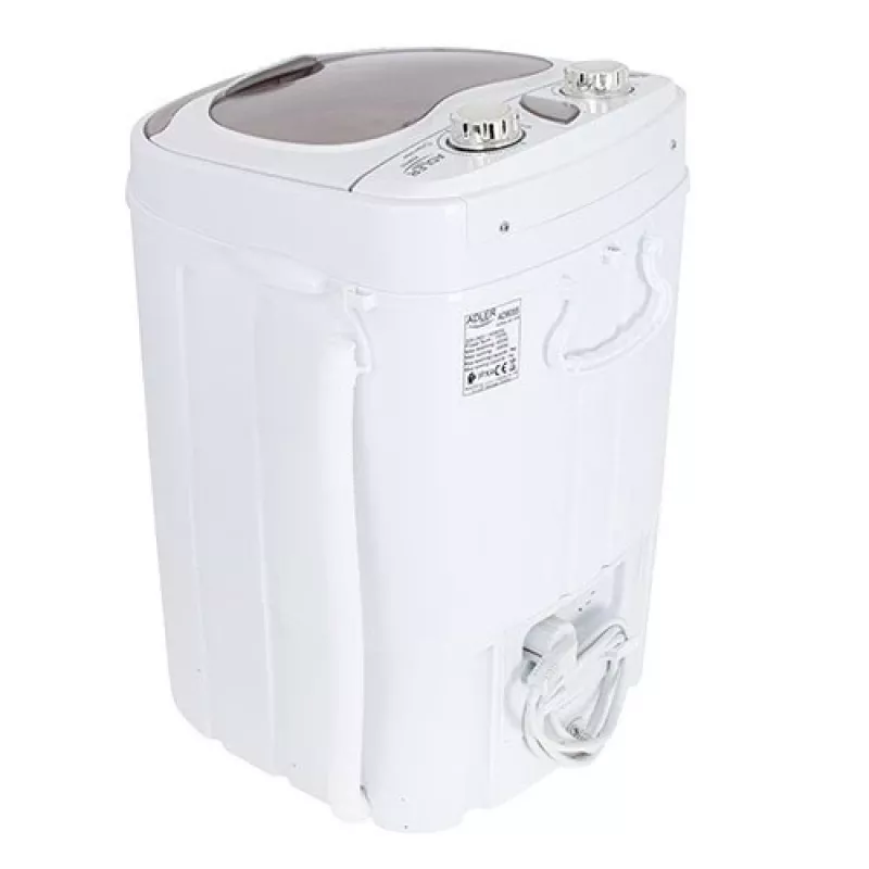 Viršutinio įkrovimo skalbimo mašina Adler AD 8055, nešiojama 3 kg talpa, kreminė, sukamoji valdymo rankenėlė, 150 W