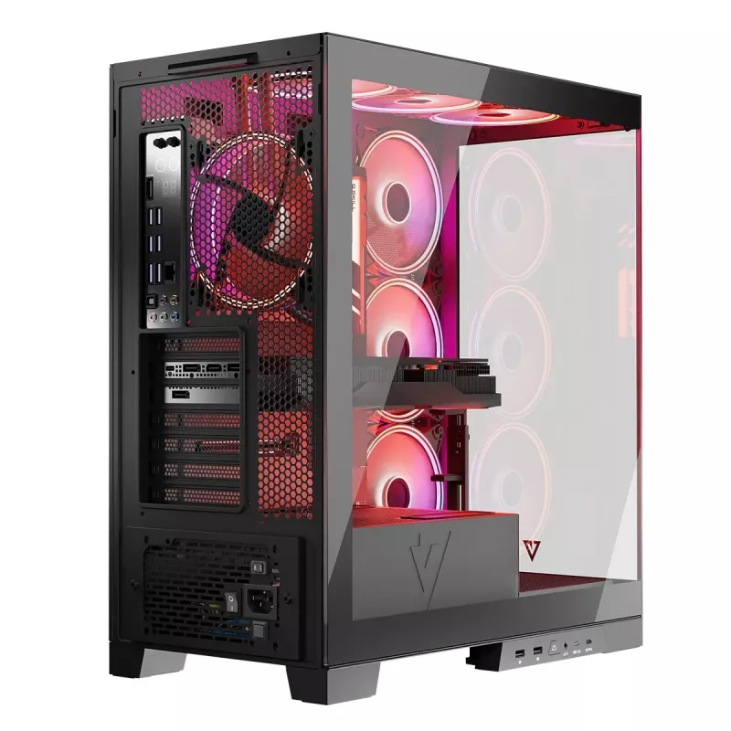 PC korpusas MODECOM Volcano SPACE APEX ARGB Midi Tower, grūdintas stiklas, USB-C, palaiko ATX/microATX/Mini-ITX, GPU iki 430 mm, CPU aušintuvas iki 180 mm