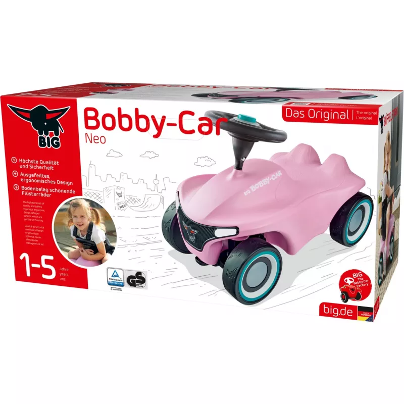 Važinėjamas žaislinis automobilis Simba‑Dickie BIG Bobby‑Car‑Neo Rosé, stumiama ir važiuojama vaikiška transporto priemonė (rožinė)
