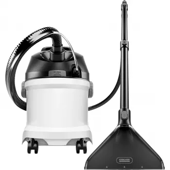 Cilindrinis dulkių siurblys Kärcher SE 5 — sausam ir šlapiam valymui, 1000 W turbina, 4 L nešvaraus / 4 L švaraus vandens talpos, 6 m laidas