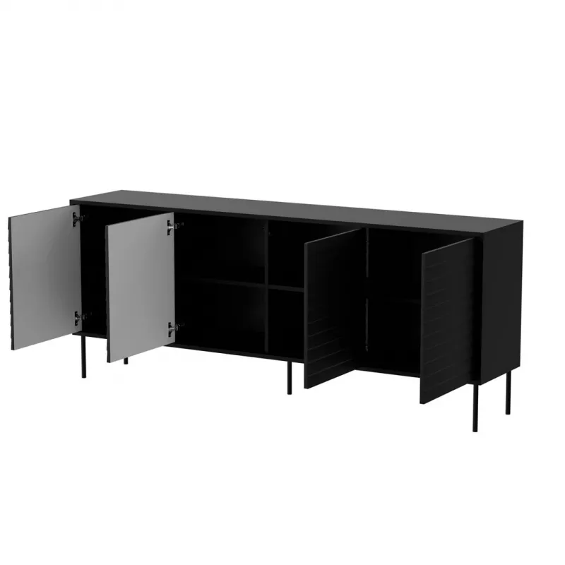 Komoda cama meble Cama 4D CORTINA — 2000×400×810 mm, juoda, medžio drožlių plokštė