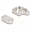 Kabelio gaubtelis DELOCK D-Sub korpusas 9 kontaktų kištukui/lizdui su metaliniu laikikliu 90° kampu, sidabrinis, 33×47×16 mm