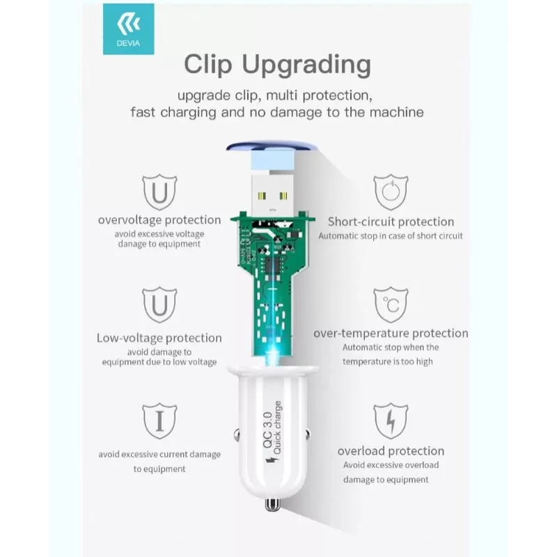Automobilinis įkroviklis Devia Mushroom serija QC3.0 18W auksinis – USB Quick Charge 3.0, 18W išvestis