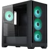 PC korpusas Silentware Flow 110 A-RGB Juoda — midi bokštas, grūdinto stiklo šoninis dangtis