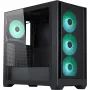 PC korpusas Silentware Flow 110 A-RGB Juoda — midi bokštas, grūdinto stiklo šoninis dangtis