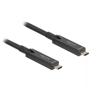 Aktyvus optinis USB-C 8K vaizdo + duomenų + PD laidas (juodas, 15 metrų, PD 60 W)